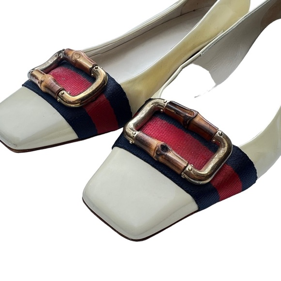 Authentic Gucci cream bamboo stripe flats 6 1/2 6.5 - Picture 1 of 9
